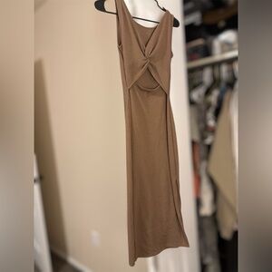 Brown V-Neck Sheath Dress for Cocktail